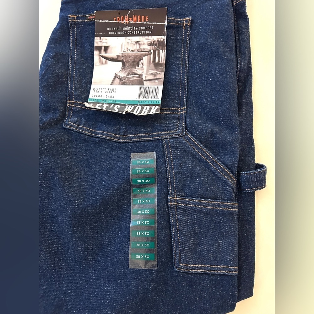 IRON MADE Utility Work Jeans 42x31 Dark Wash Carpenter Pants NWT MSRP $69 - Picture 2 of 7